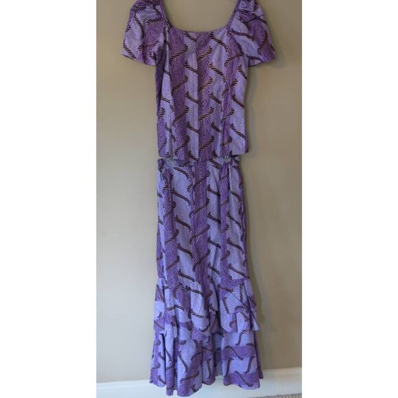 AFRICAN Handmade Ankara Long Maxi Skirt/Top/Headwrap Purple Gold Tribal Ethnic